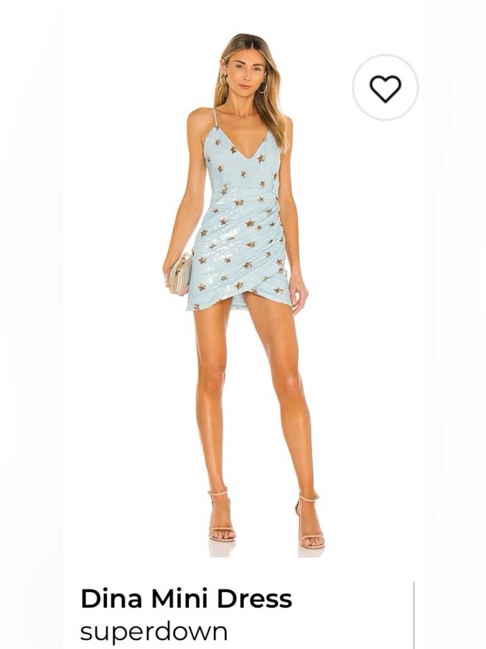 superdown Powder Blue Sequin Star Wrap Mini Dress